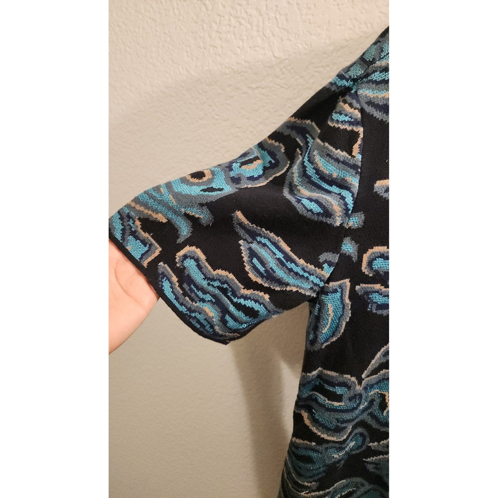 Scotch & Soda Amsterdam Mens Large Jacquard Knit Abstract Wave Camp Shirt Blue - Picture 3 of 6